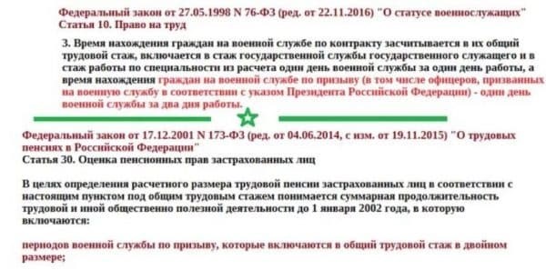 Кому начисляется стаж за службу в армии